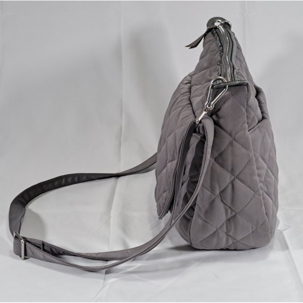 Vera Bradley Gray Quilted Crossbody Bag Floral Lining Adjustable Strap Messenger - Picture 4 of 11